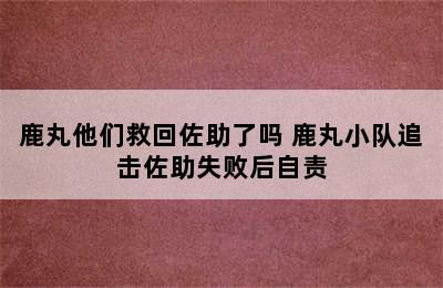 鹿丸他们救回佐助了吗 鹿丸小队追击佐助失败后自责